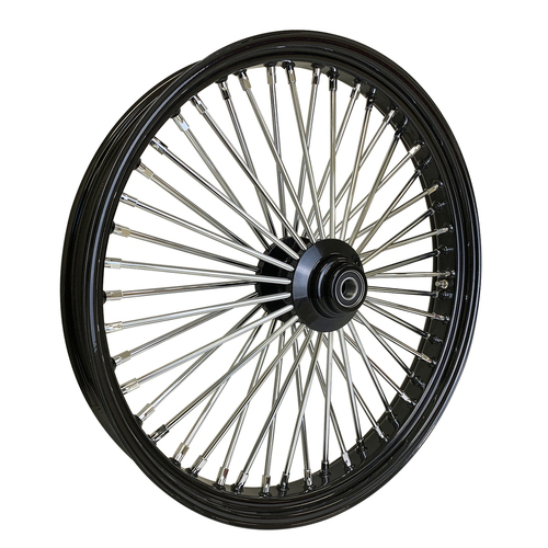Attitude Inc Wheel, Front, MaxSpoke, Black/Chrome Spoke, For Harley-Davidson®, 21X2.15 Single Disc 3/4'' Axle, Each