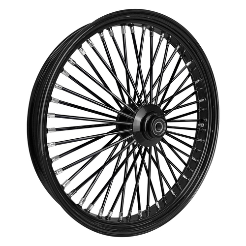 Attitude Inc Wheel, Front, MaxSpoke, Black/Black. for Harley-Davidson® Narrow Glide, 21 x 2.15 in., Single Disc, 3/4'' Axle, Each 