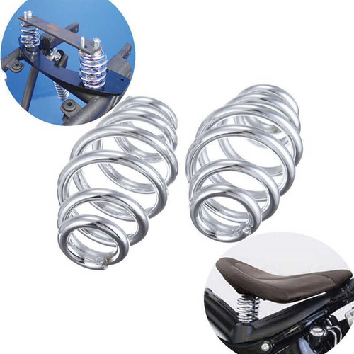 Attitude Inc Universal 3 Inch Chrome Motorcycle Solo Seat Springs For Harley Chopper Bobber, Pair