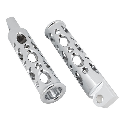 Attitude Inc Foot Peg Set, Billet Machined Grater Oval, Foot Peg for Harley, Chrome, Pair