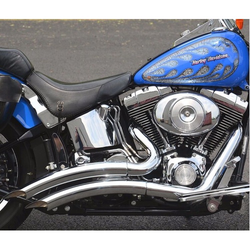 Attitude Inc, Razors Chrome Headers, Exhuast Kit, Big Radius Suit Harley Softail 1986-2017, Chrome, Heathields Attached, Kit