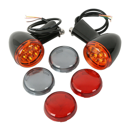 Attitude Inc Turn Signal Indicator Lights, Front, Black, For Harley Davidson Road Glide 15-20, Set